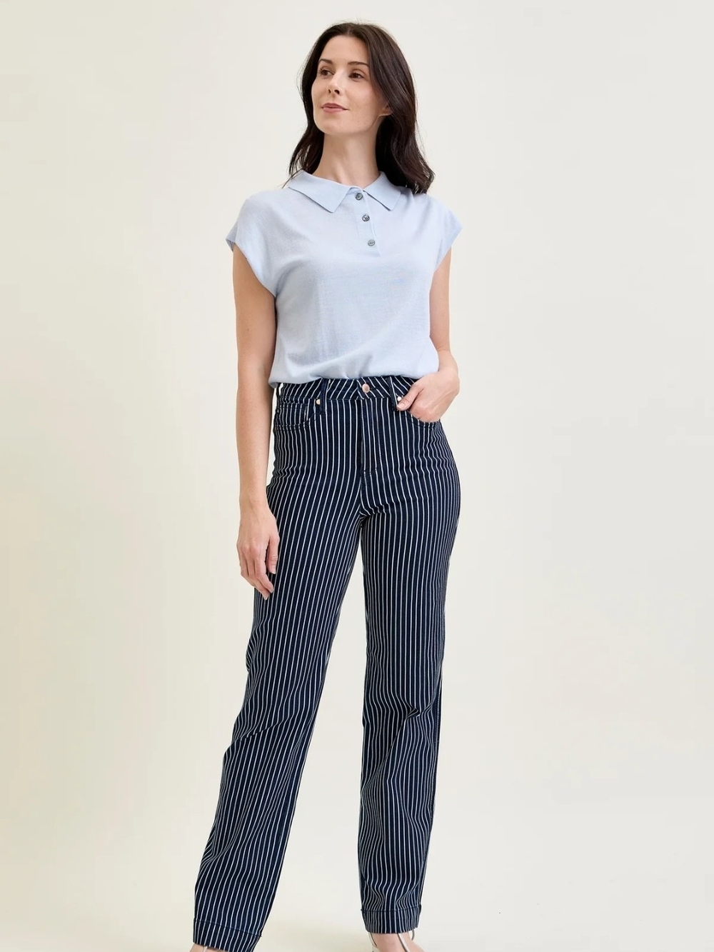 Judy Blue Kimberly Tummy Control Striped Straight Fit